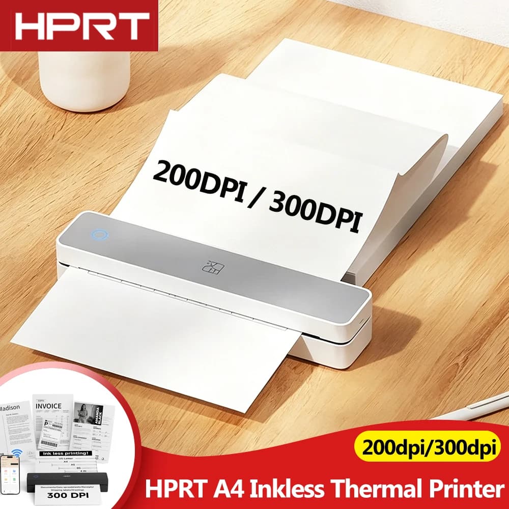 Imprimante thermique portable mini A4 A5 B5 4 pouces 300 DPI/200 DPI HPRT MT610-Pro, connexion Bluetooth Android iOS pour le bureau et les voyages,