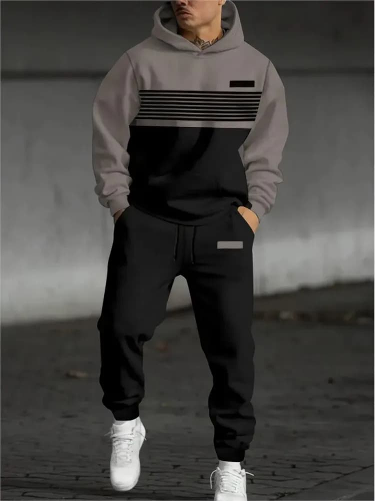 Ensemble de survêtement sportif d'automne imprimé en 3D pour hommes Sweat-shirts Pantalons de survêtement Mode décontractée Ensemble de