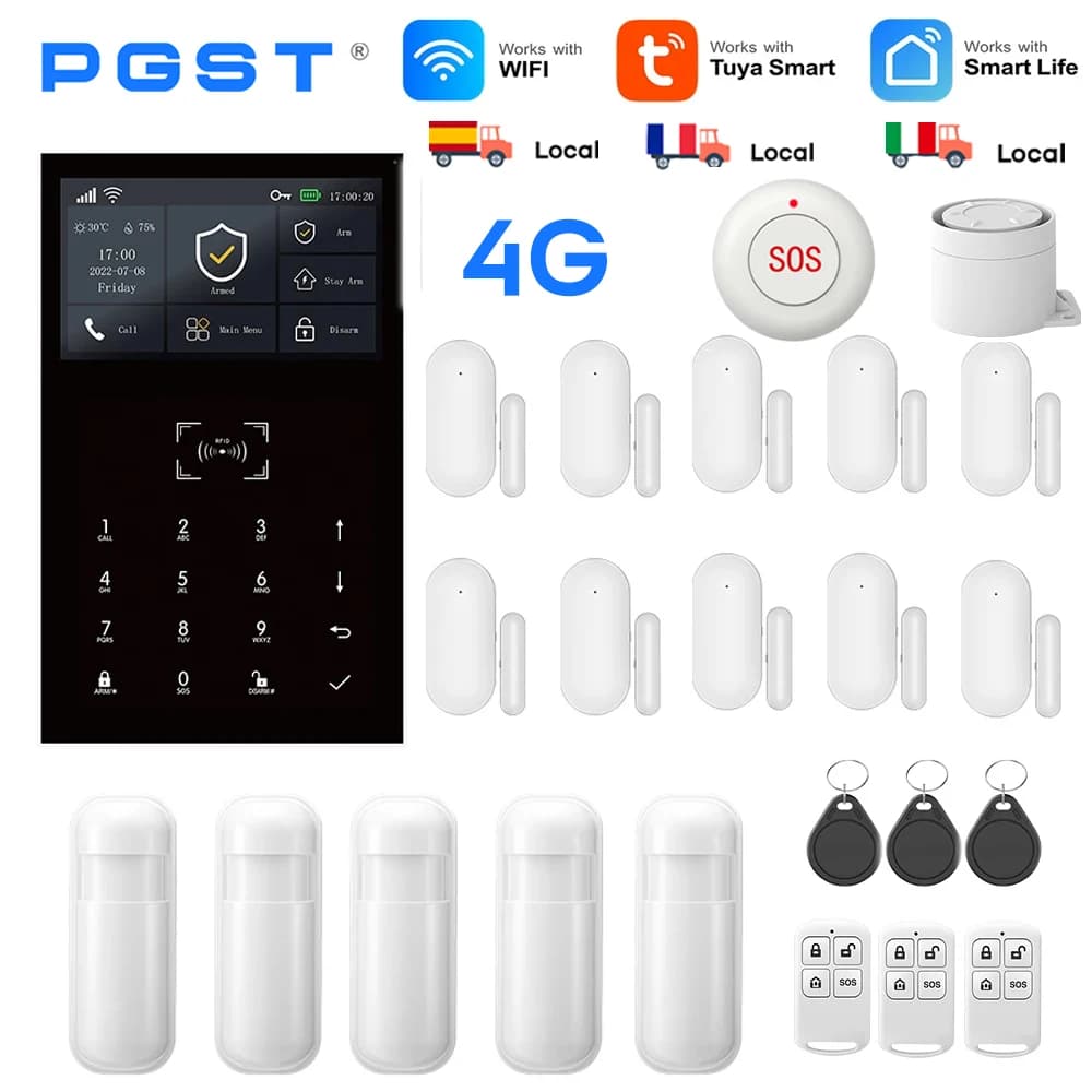 Système de sécurité d'alarme 4G Tuya, Kit de Protection anti-cambriolage pour maison intelligente, GSM, avec capteur de porte et fenêtre, pour