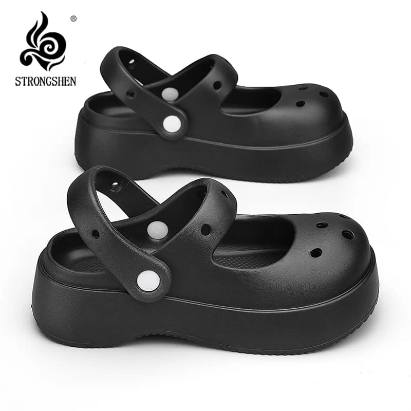 STleargSHEN-Sabots à plateforme pour femmes, sandales d'extérieur, chaussures à trous, pantoufles de plage, été