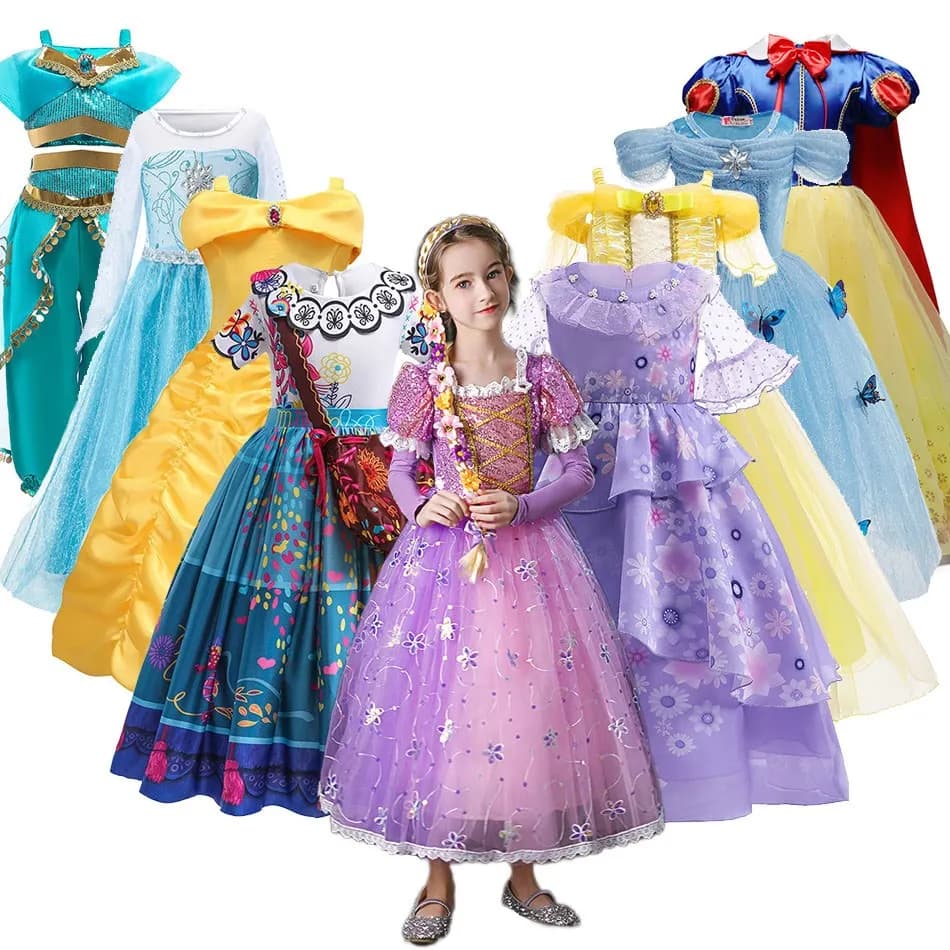 Costume de princesse pour enfants, robe de soirée pour enfants, Blanche-neige, Cendrillon, Raiponce, Elsa, Poivre, Halloween, Noël, carnaval