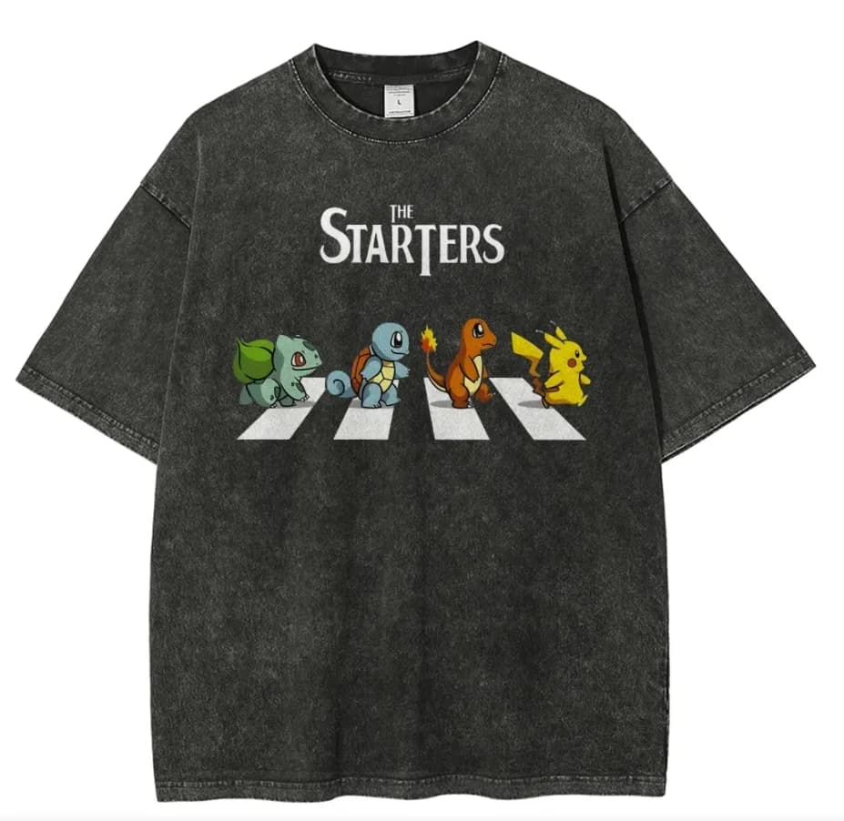 T-shirt en coton imprimé anime style streetwear pour homme Pok é mon, tendance été 2026, vêtements décontractés