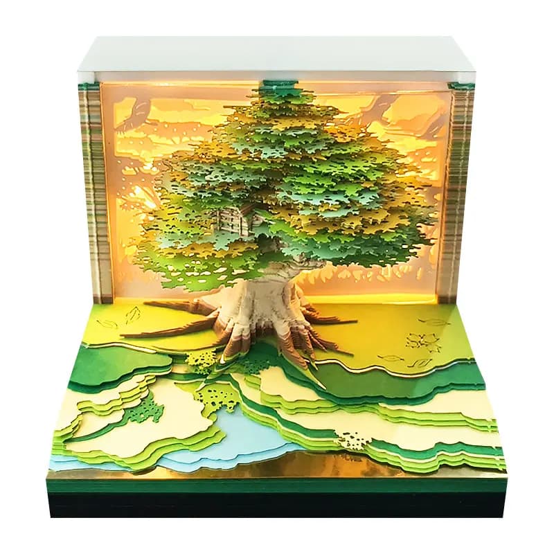 Calendrier 2026 décor de bureau bloc-Notes 3D Sakura Treehouse bloc-Notes 3D bloc-Notes bureau Notes en papier cadeau de roman d'anniversaire de
