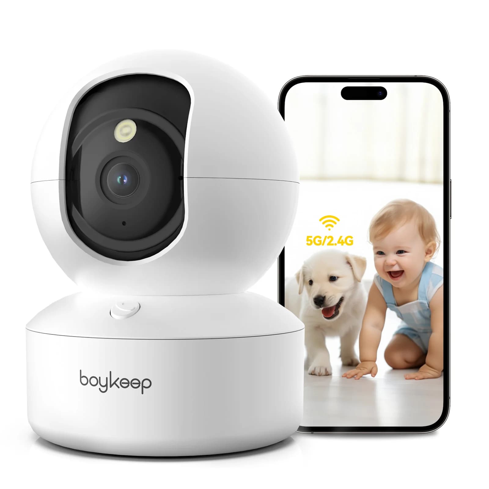 BoyKeep 3MP 5G/2.4GHz WiFi intérieur sécurité à domicile IP intelligent bébé moniteur caméra suivi automatique 24/7 caméra de Surveillance