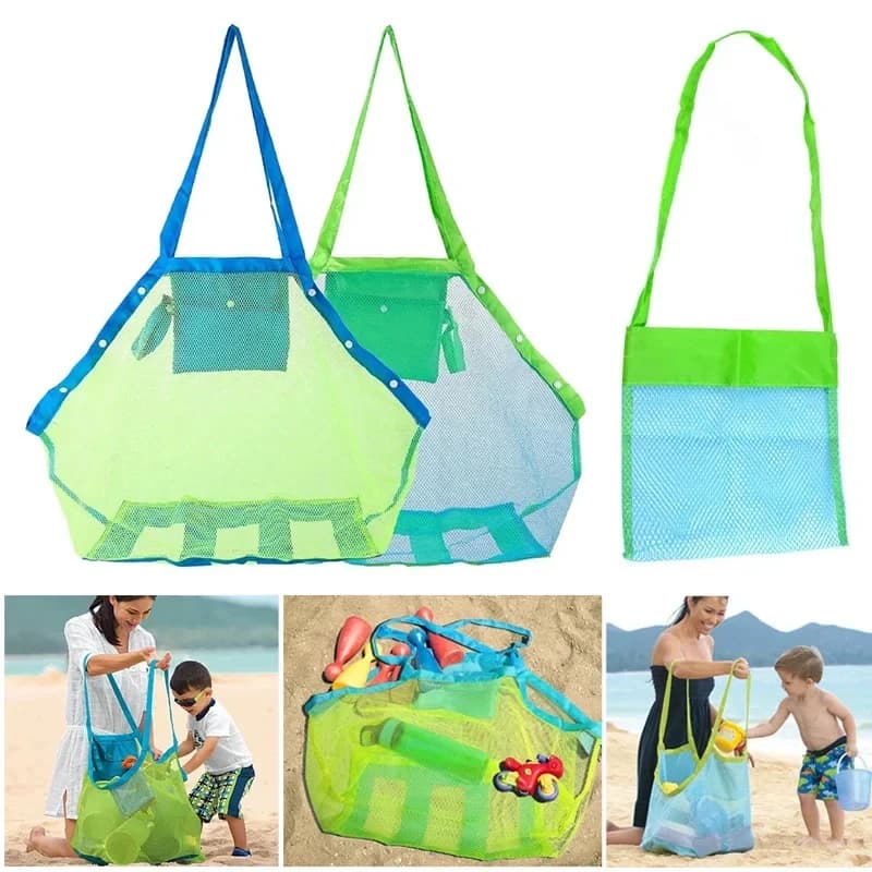 Filet anti-sable portable pour enfants, 1/2/3/4 pièces, sac de rangement pour jouets de plage, sac de rangement en maille pour voyage, grande