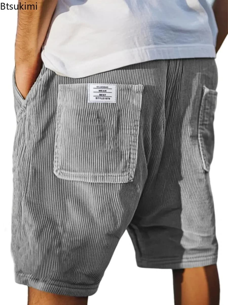 Short d'été en velours côtelé pour hommes, Style américain Vintage, poches multiples, pantalons décontractés, mode jambe droite, short de sport
