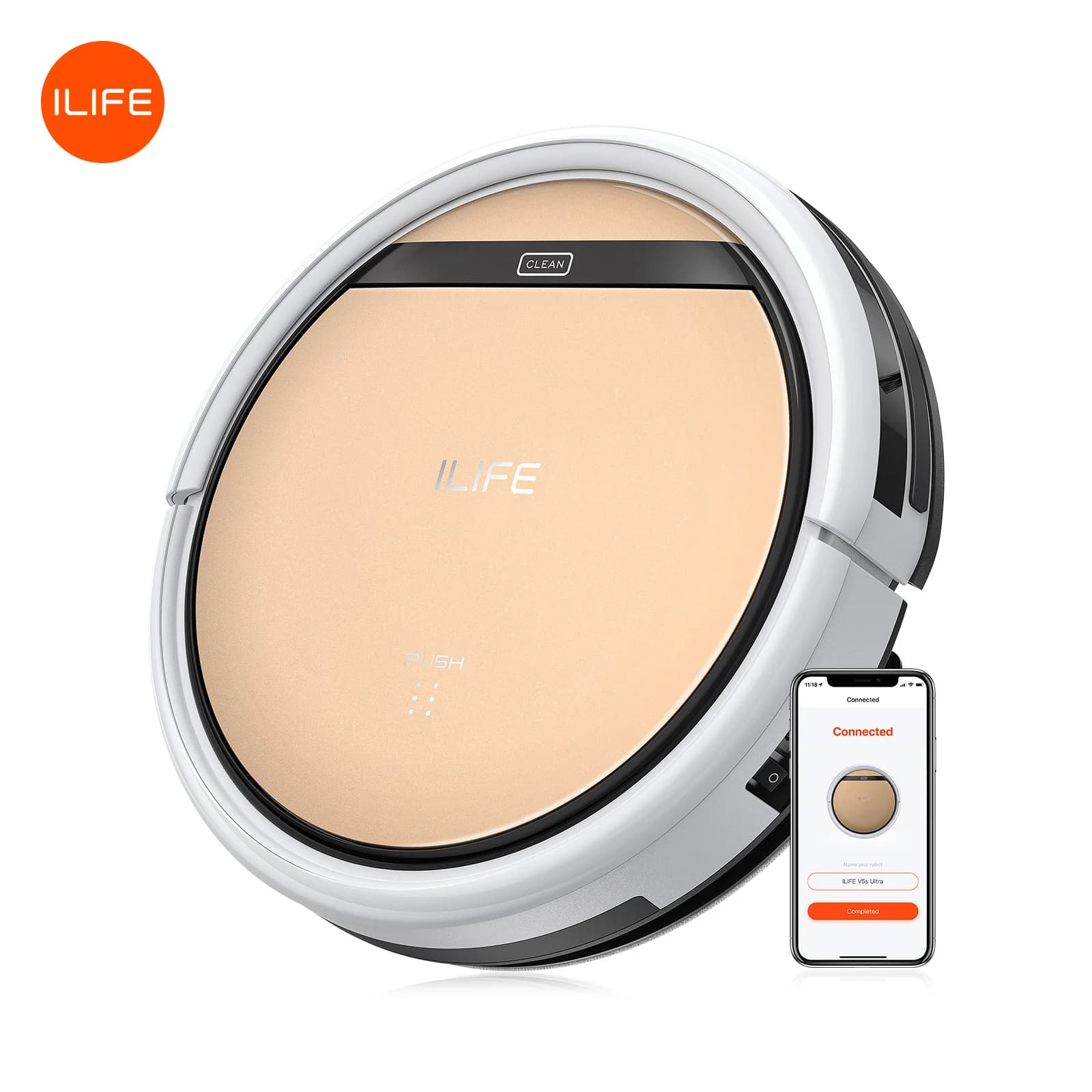 Robot aspirateur et serpillière ILIFE V5s Ultra, aspiration 4000 Pa, contrôle par application/télécommande, création de cartes, programmation des