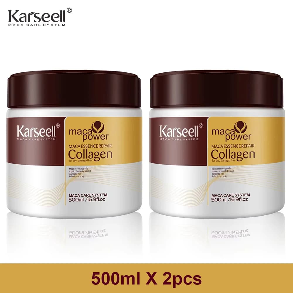 Karseell 2 pièces traitement capillaire au collagène réparation profonde conditionnement huile d'argan masque capillaire Essence pour cheveux secs