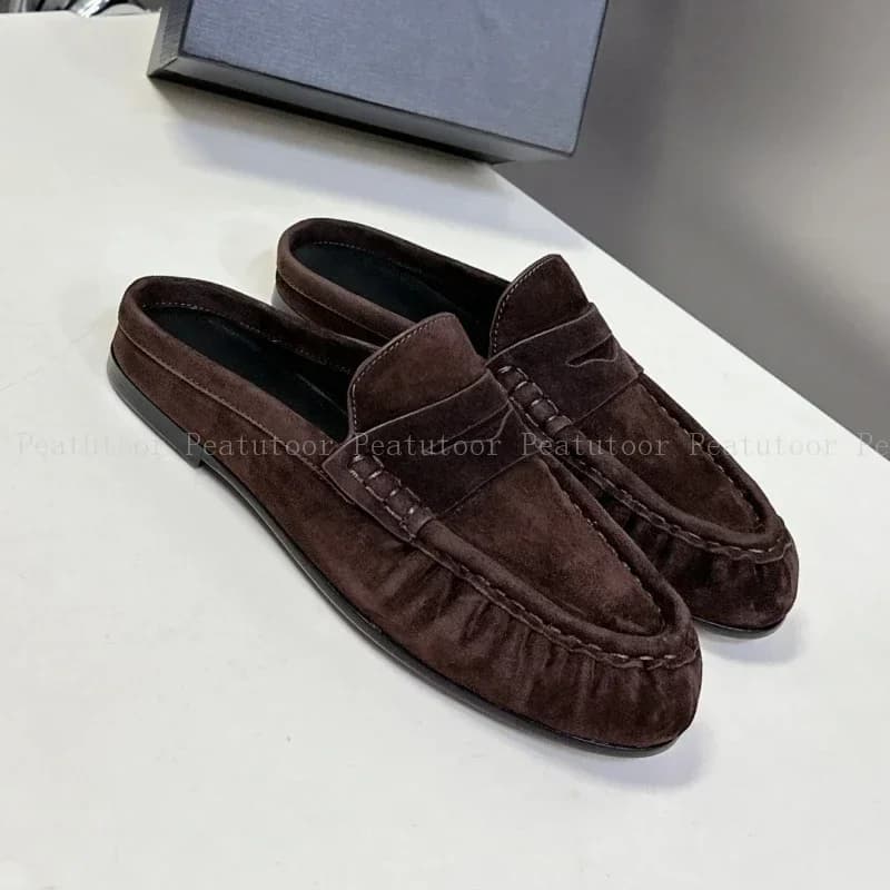 Femmes mode pantoufles Top qualité daim cuir été sans lacet appartements diapositives mocassins décontractés concis chaussures de marche taille