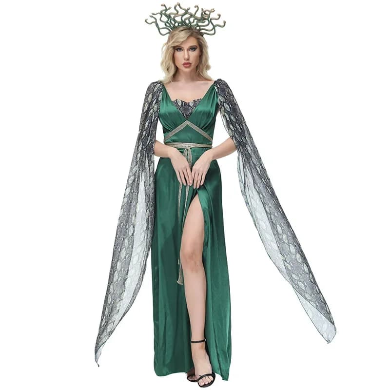 Costumes de Cosplay sirène de serpent pour femmes, Costume de sorcière, ensembles de robes médiévales, Halloween, mythe grec ancien, Costume de