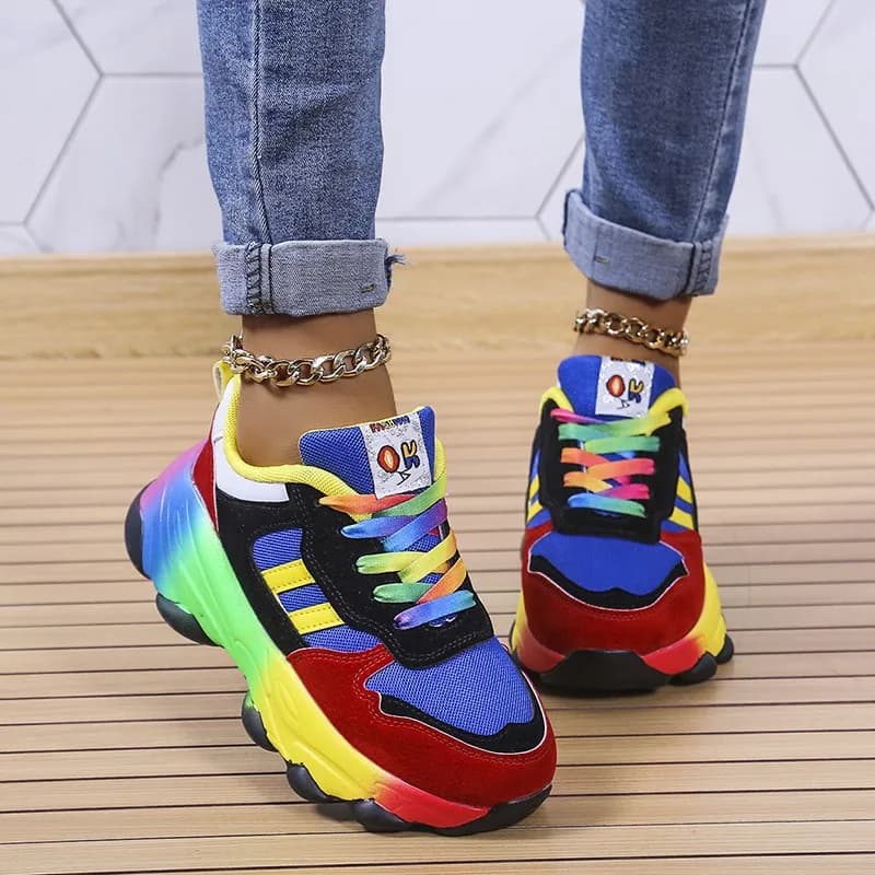 Mode femmes baskets chaussures de course Feminino coloré décontracté confort à lacets chaussures de course en plein air plate-forme femmes Tenis