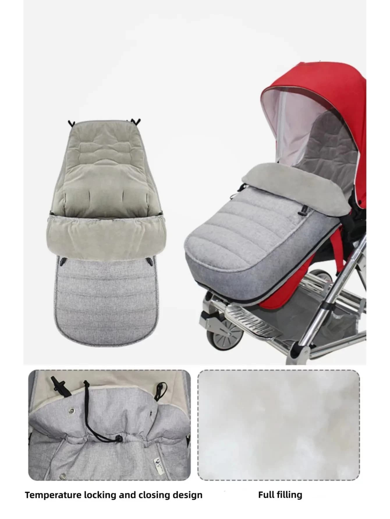 Sac de couchage pour poussette de bébé, 1 pièce, gris, épais, chaud, couvre-pied, coupe-vent, universel, protection contre le froid en hiver