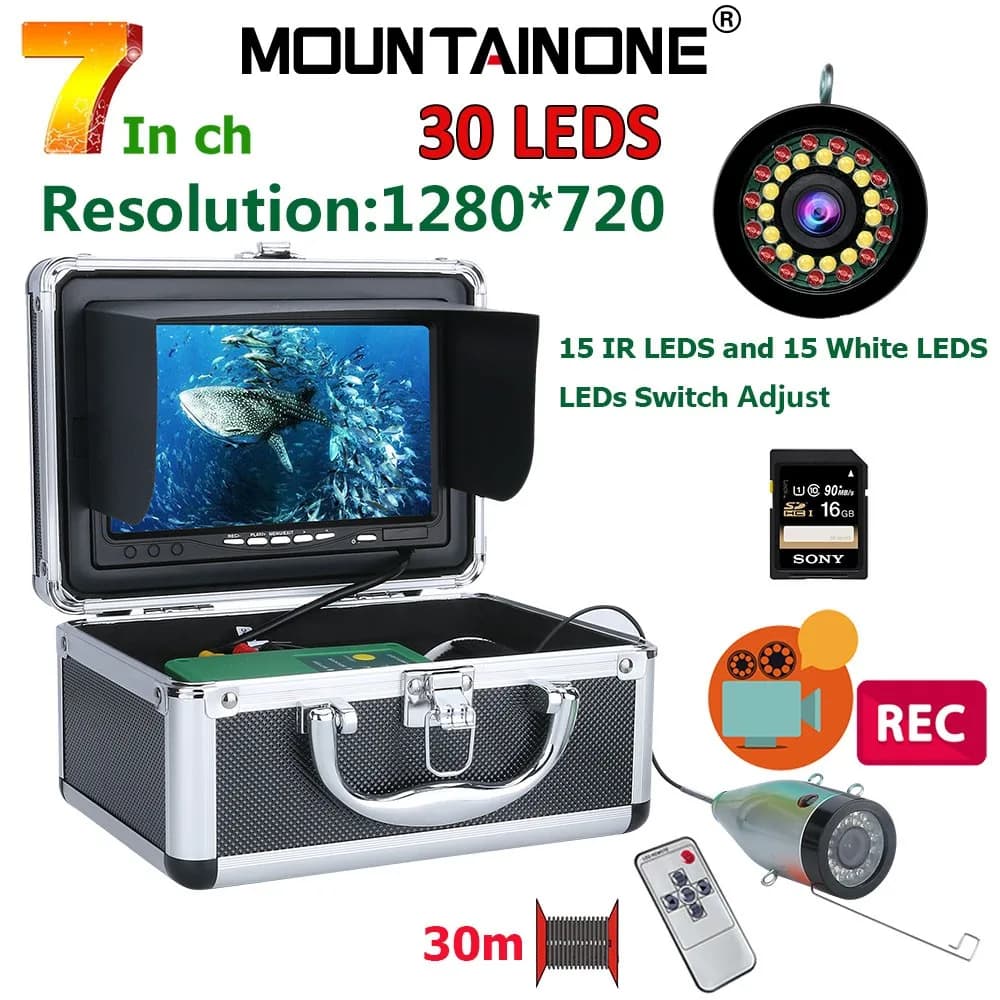Caméra de pêche sous-marine DVR HD, écran 1280*720, 15 led blanches + 15 led IR, 16 go, Recod