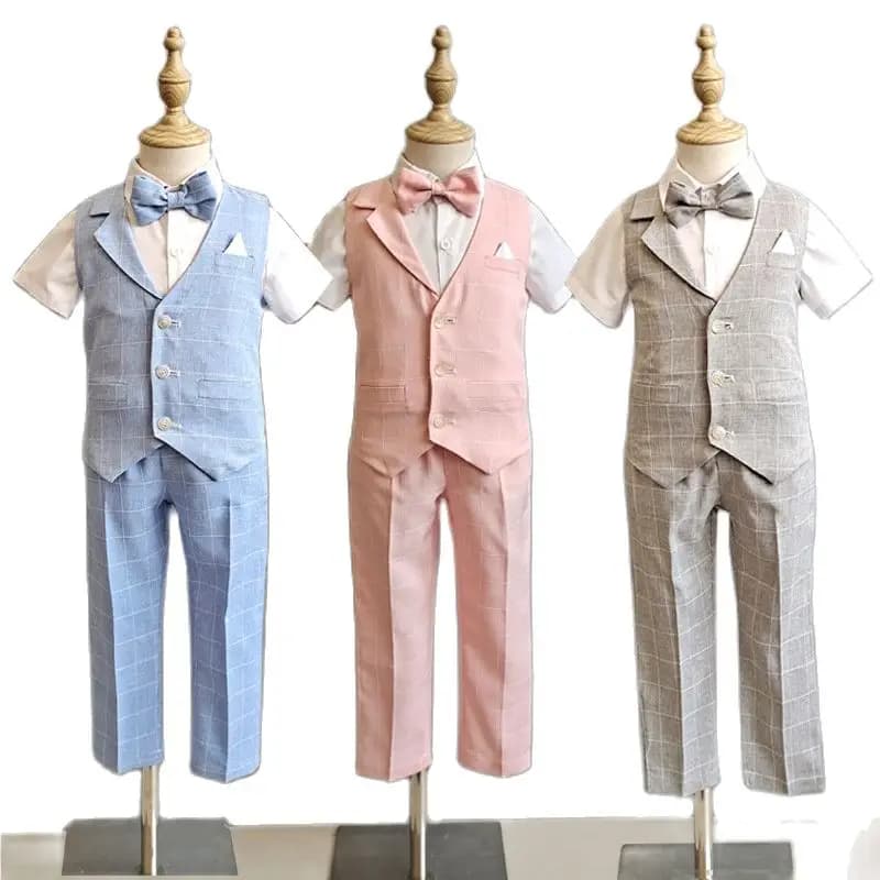 Robe de mariée avec nœud papillon pour enfants, costume de graduation pour enfants, chemise en émail pour enfants, pantalon pour adolescents,