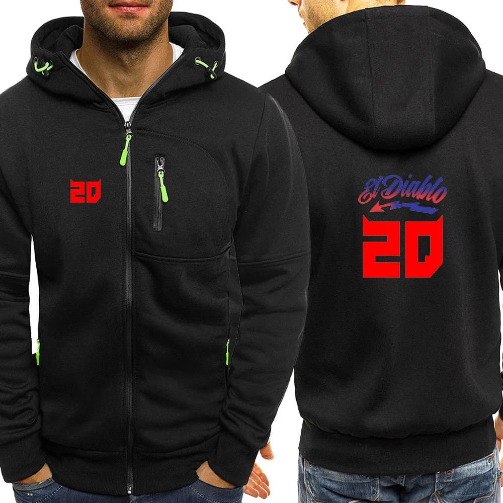 Fabio Quartararo-Sweats à capuche de course de motard pour hommes, cardigan document solide, veste à manches longues, pull à fermeture éclair,