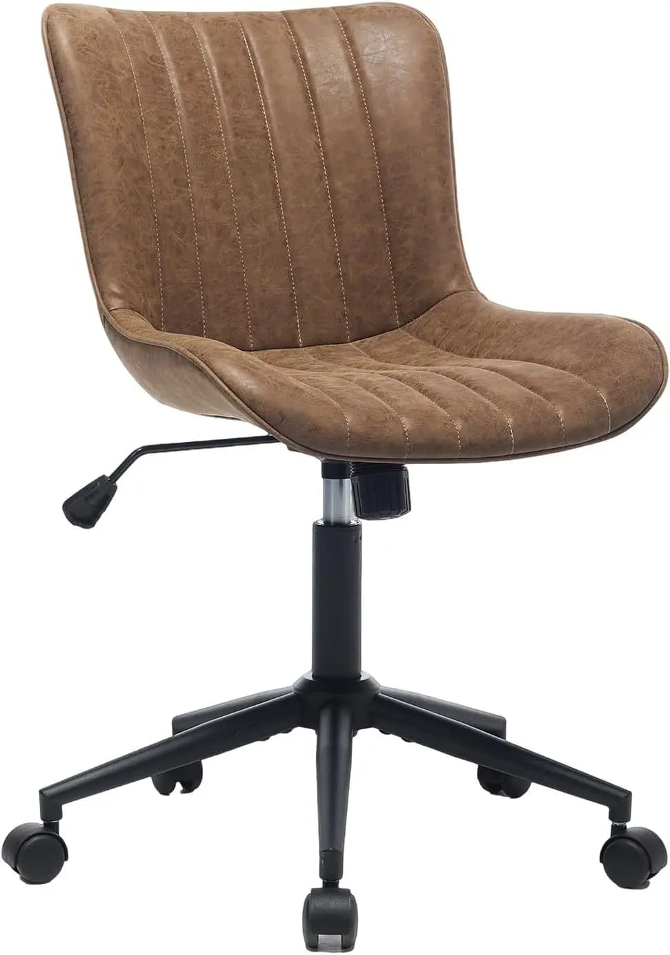 Chaise de bureau pivotante sans accoudoirs : hauteur réglable, chaise de bureau rembourrée en similicuir, design moderne pivotant et inclinable avec