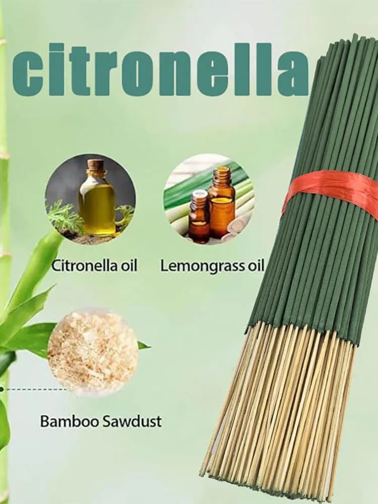 20/56/101/400 Bâtonnets d'encens de citronnelle naturels - Parfum de citronnelle longue durée, bois de bambou et copeaux de bambou avec huile de