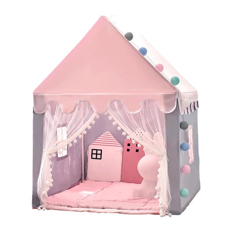 1.35M grande tente jouet Portable pour enfants Wigwam tentes pliantes pour enfants Tipi maison de jeu pour bébé filles château de princesse rose