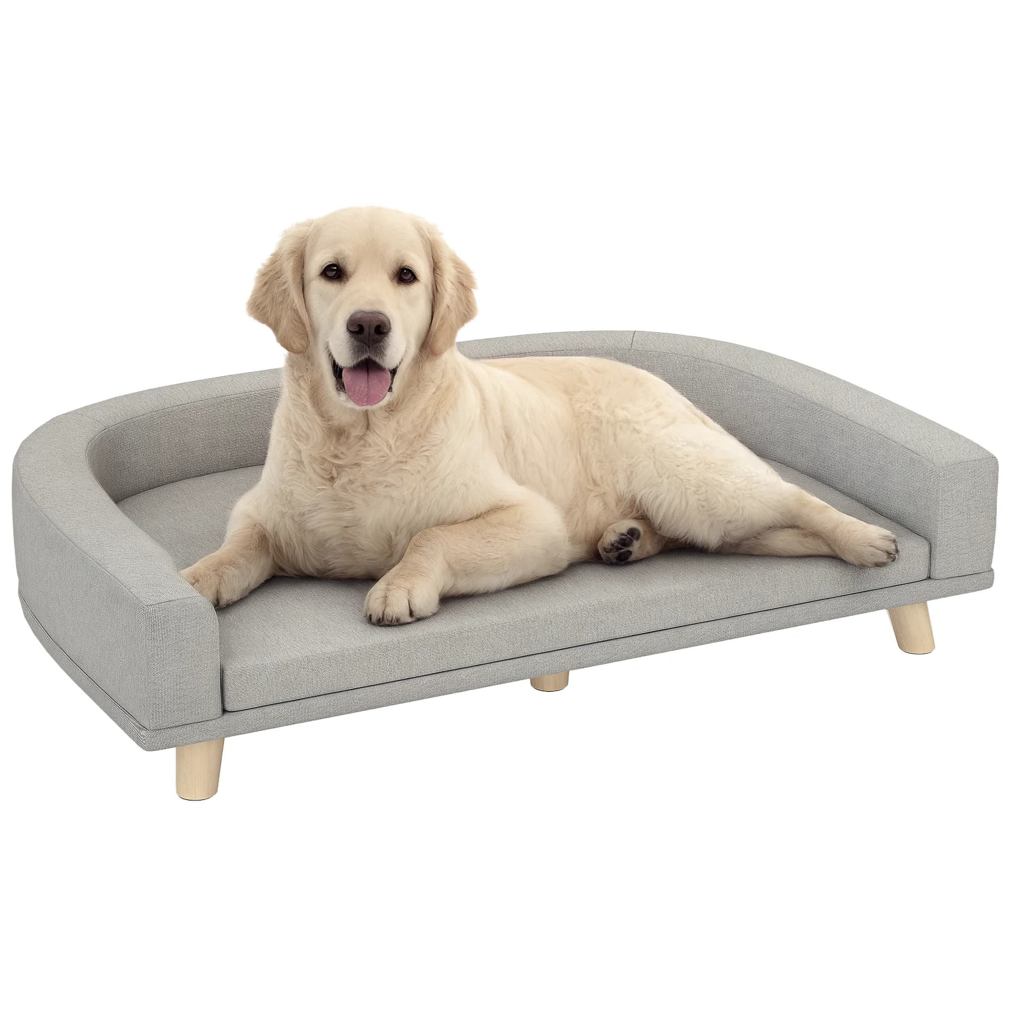 PawHut Canapé chien, lit pour chien avec coussin déhoussable et housse lavable, design scandinave en tissu polyester avec pieds
