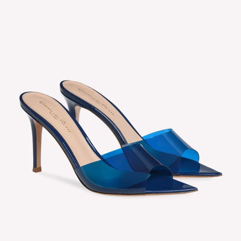 Sandales transparentes en PVC pour femmes, sexy, à bout pointu, mules à talons aiguilles, style claquettes