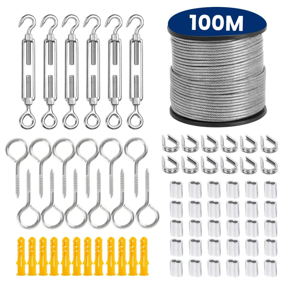 SGYM 73 pièces/ensemble 100 mètres en acier PVC enduit câble Flexible câble souple Transparent en acier inoxydable corde à linge diamètre 2mm