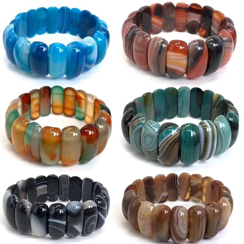 Agate du Botswana Bracelet Reiki guérison Quartz Rose Aventurine multicolore Rose cristal Rectangle barre bracelets à breloques 10*25mm