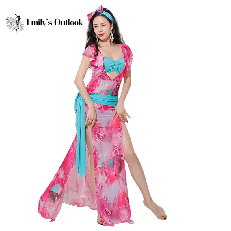 Costumes de danse du ventre pour femmes, vêtements de pratique pour femmes, estimations financières sur l'usure, robe arabe sexy, robes imprimées