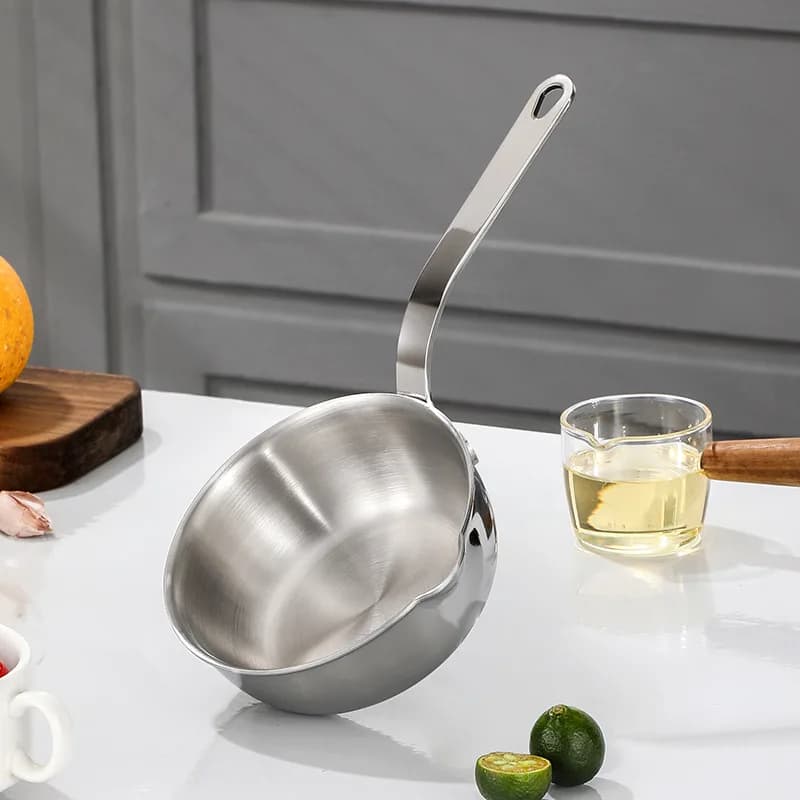 Pot à huile en acier inoxydable 12cm, poêle à œufs, Mini marmite à soupe et au lait, casserole de cuisson, outil de cuisine anti-brûlure,