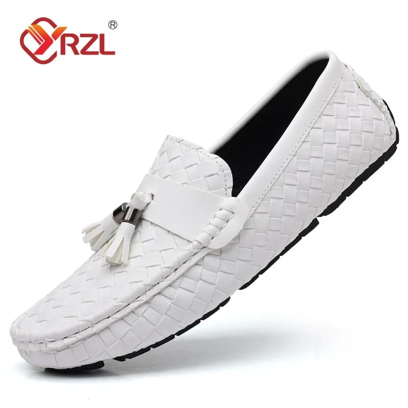 YRZL-Mocassins blancs en cuir PU faits à la main pour homme, chaussures plates décontractées, confortables, taille 48