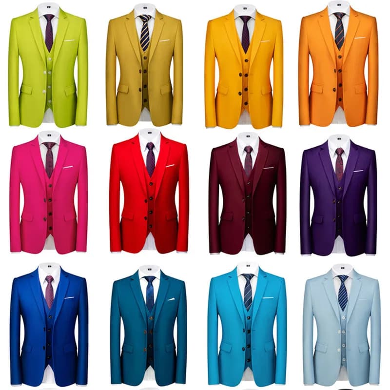 Ensemble 3 pièces veste + gilet + pantalon, 16 couleurs, costume d'affaires de haute qualité pour hommes, Tuxedos de mariage, meilleur marié