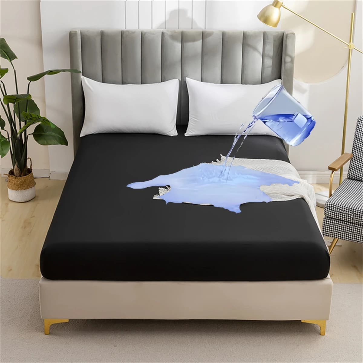 Kuup – protège-matelas imperméable et sûr, doux, confortable, respirant, couleur unie, housse de literie ajustée, sans taies d'oreiller incluses