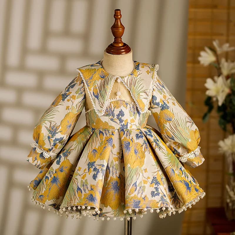 Robe de banquet pour filles d'un an, robe de princesse pour enfants, robe de fille de fleur, chinois, printemps haut de gamme, semaine de prise