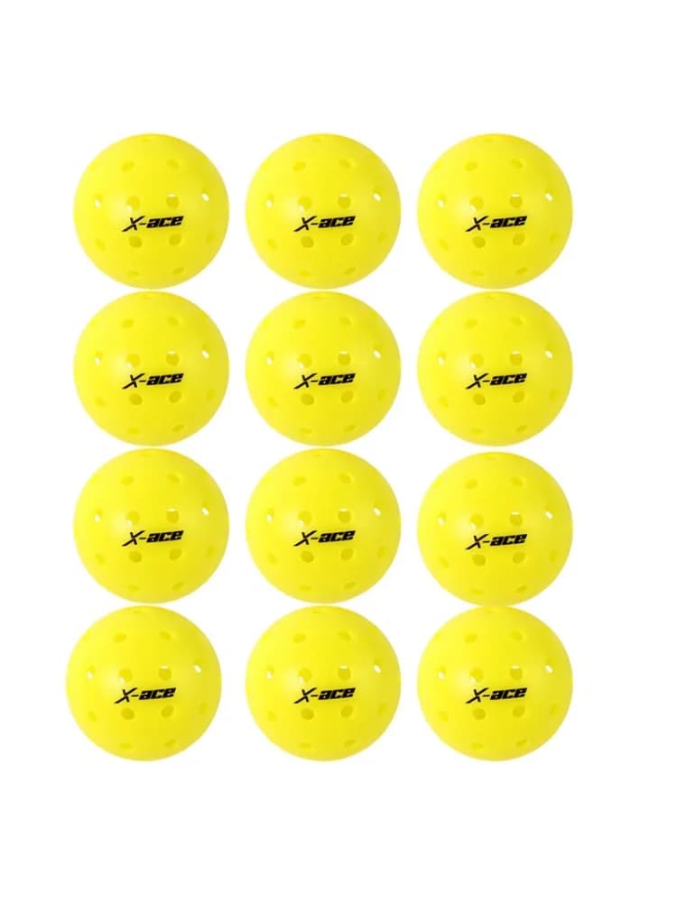 Balles de pickleball X-ace, 12 pièces, 26 trous, pour intérieur et extérieur, balles de pickleball monobloc pour la compétition, 26 g, norme USAPA