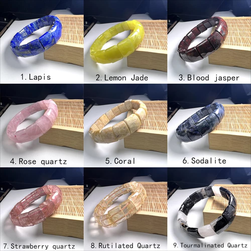 Bracelet en Pierre Naturelle pour Homme, Accessoire artificiel astique à Facettes de Haute Qualité, Quartz, Lapis, Tourmaline, Alanding Yst