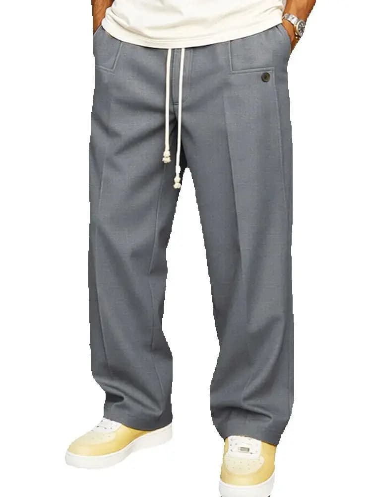 2025 hommes Stand poche pantalon droit décontracté grande taille 3xl hommes Baggy cordon pantalon mâle cheville longueur bas kaki jaune