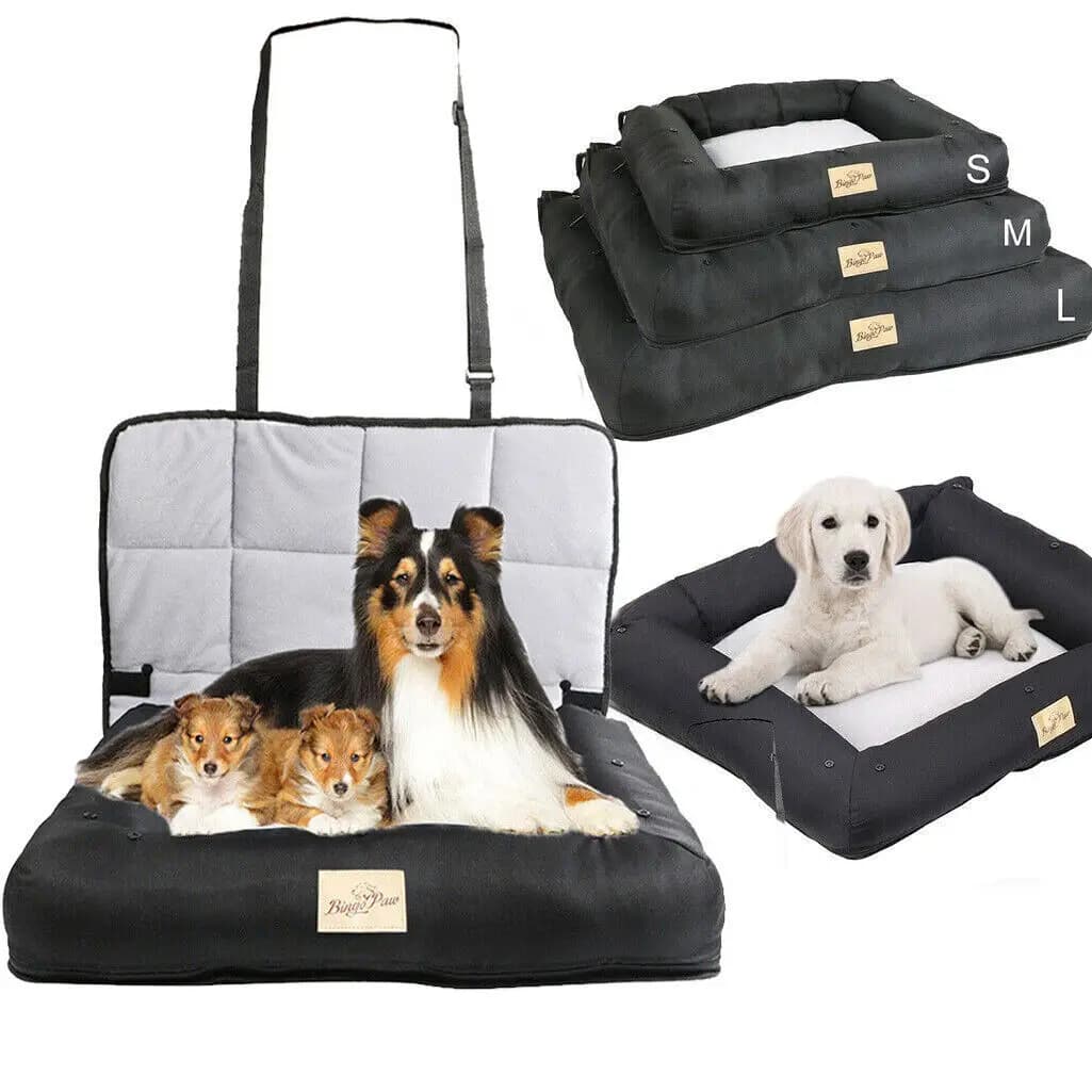 Lit de siège de voiture pour chien, coussin imperméable pour animaux de compagnie, tapis de transport pour chien avec housse amovible et ceinture de