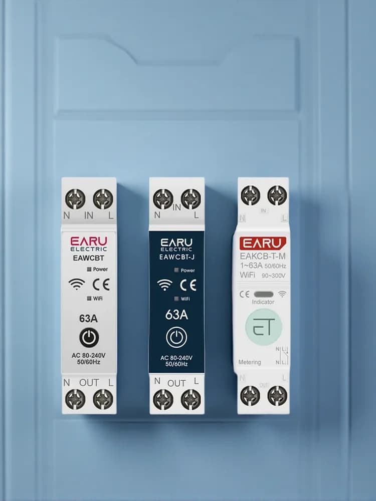 Disjoncteur intelligent WiFi Tuya MCB 1P + N 63A, minuterie d'énergie, kWh, tension, courant, protecteur, commutateur de télécommande vocale