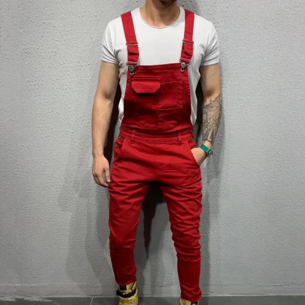 Streetwear décontracté pleine longueur taille moyenne Cargo combinaison hommes hommes salopette taille moyenne pour un usage quotidien