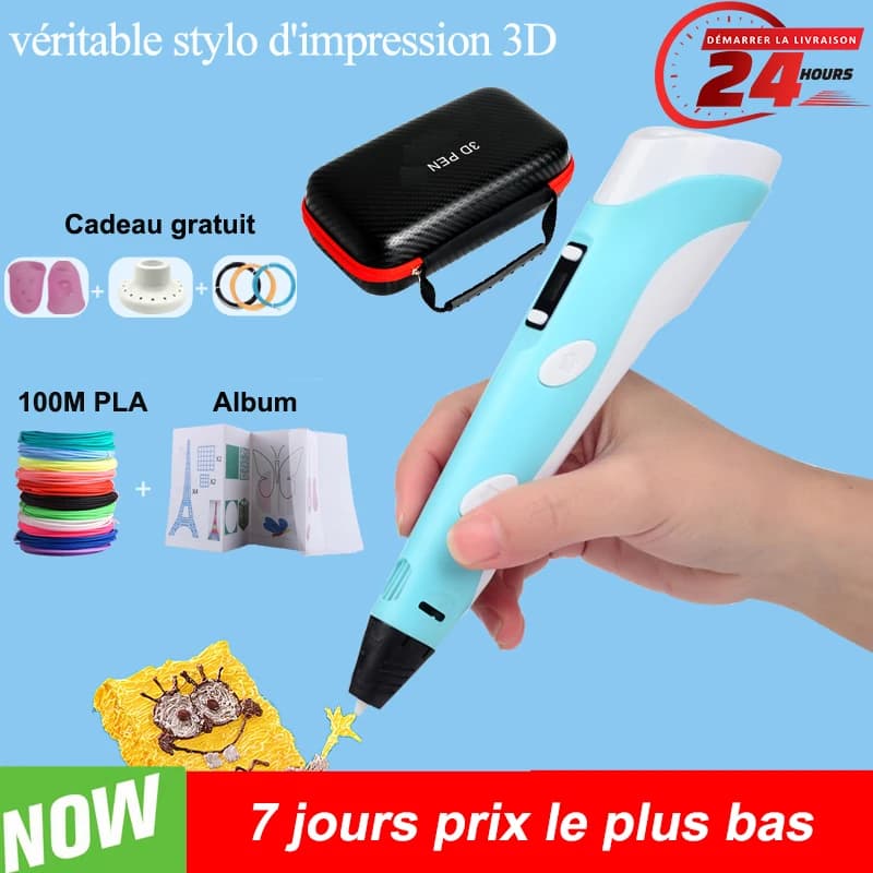 Stylo 3D avec écran LCD, compatible avec filament PLA, pour enfant, pour dessin et impression, jouet, cadeau pour Noël et anniversaire
