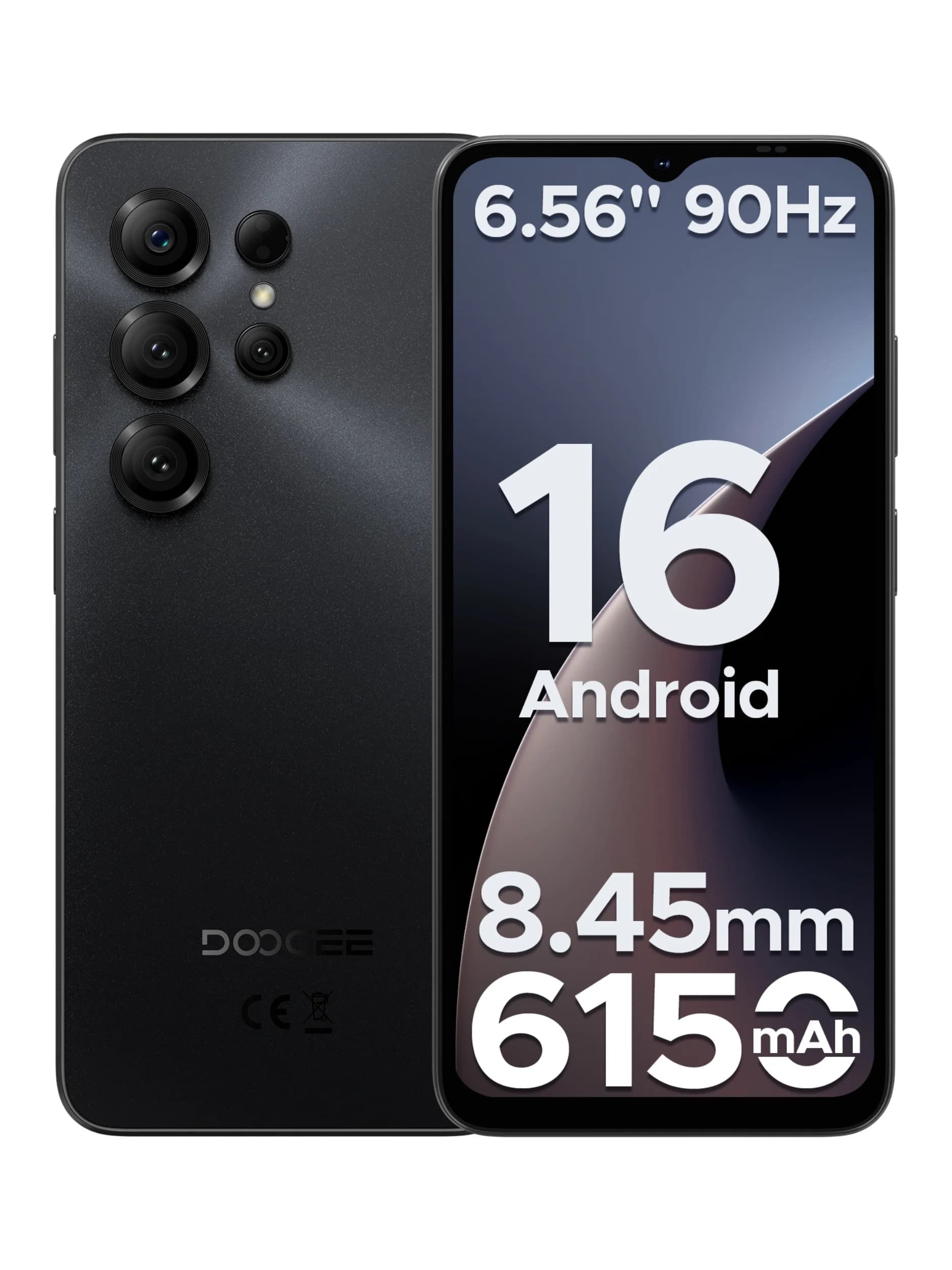 DOOGEE Note56 X Android 16 Smartphone 24GB 64GB 6.56 "HD + écran 6150mAh grande batterie 8MP + 5MP visage déverrouiller téléphone portable