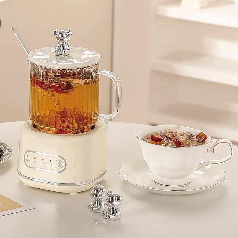 Bouilloire électrique multifonctionnelle 360W, théière en verre de bureau, mini tasse à Leurs oût, garde au chaud automatiquement, 600ml