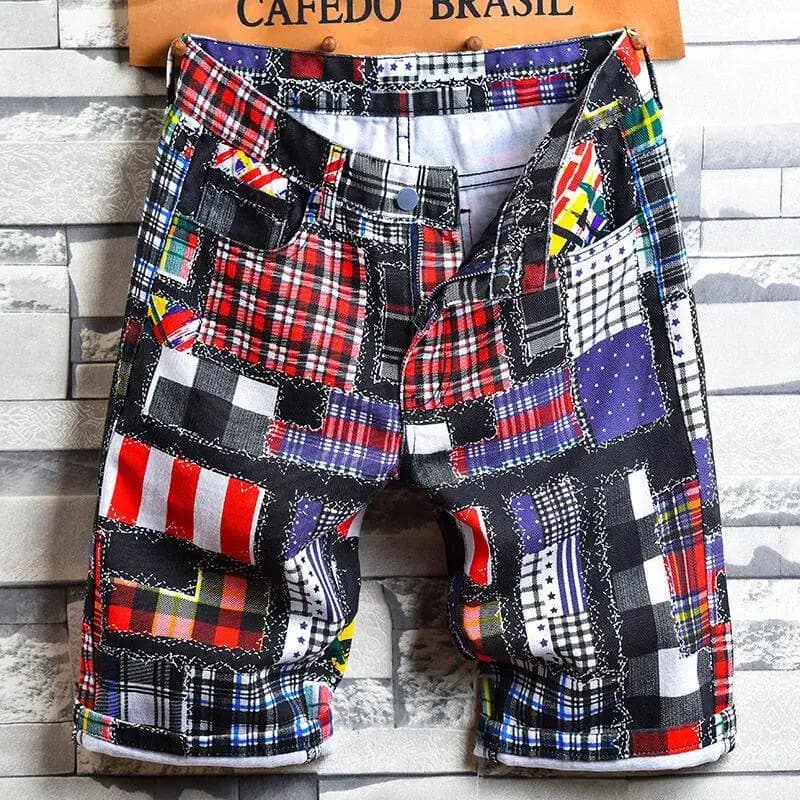 Short en denim à fleurs pour hommes, pantalon de plage ample et droit, à la mode, sauvage, nouvelle collection été 2025