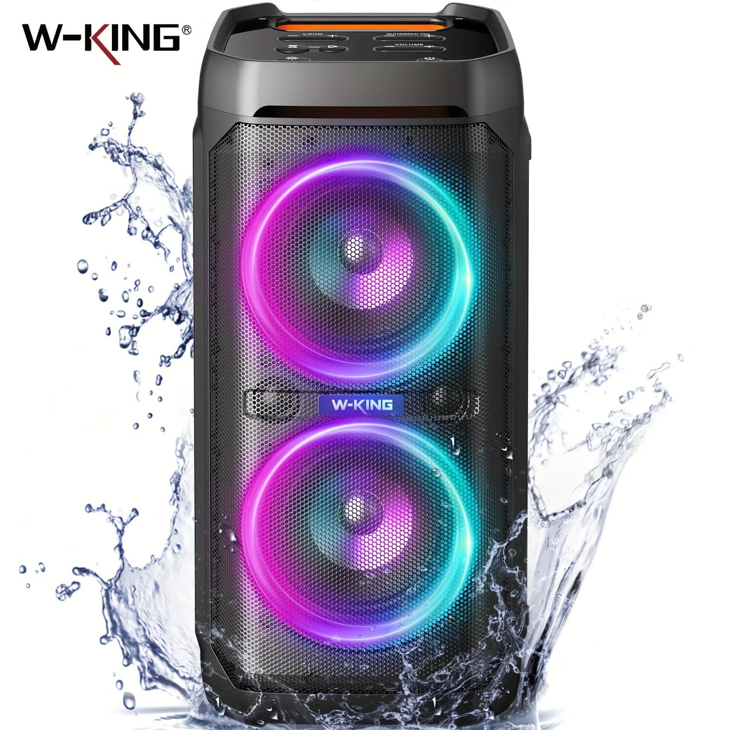 Enceintes Bluetooth W-KING T11, 100W RMS, étanches IPX6, BT 5.3, Boombox portable sans fil, basses profondes/son puissant 115dB