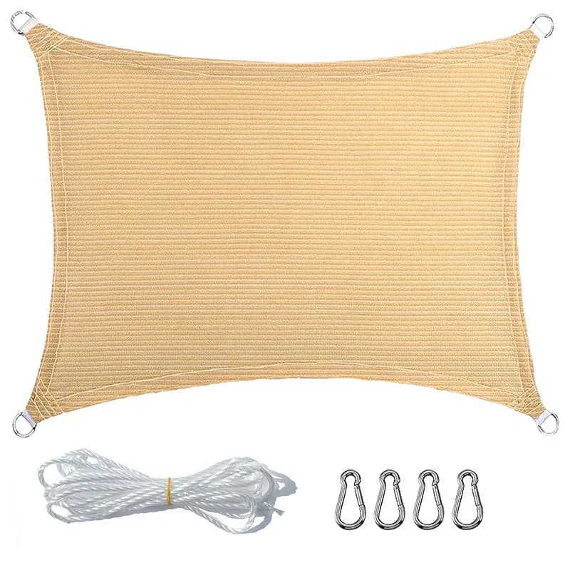 Voile d'ombrage triangulaire et quadrilatère respirante anti-UV pour patio, piscine, jardin et extérieur