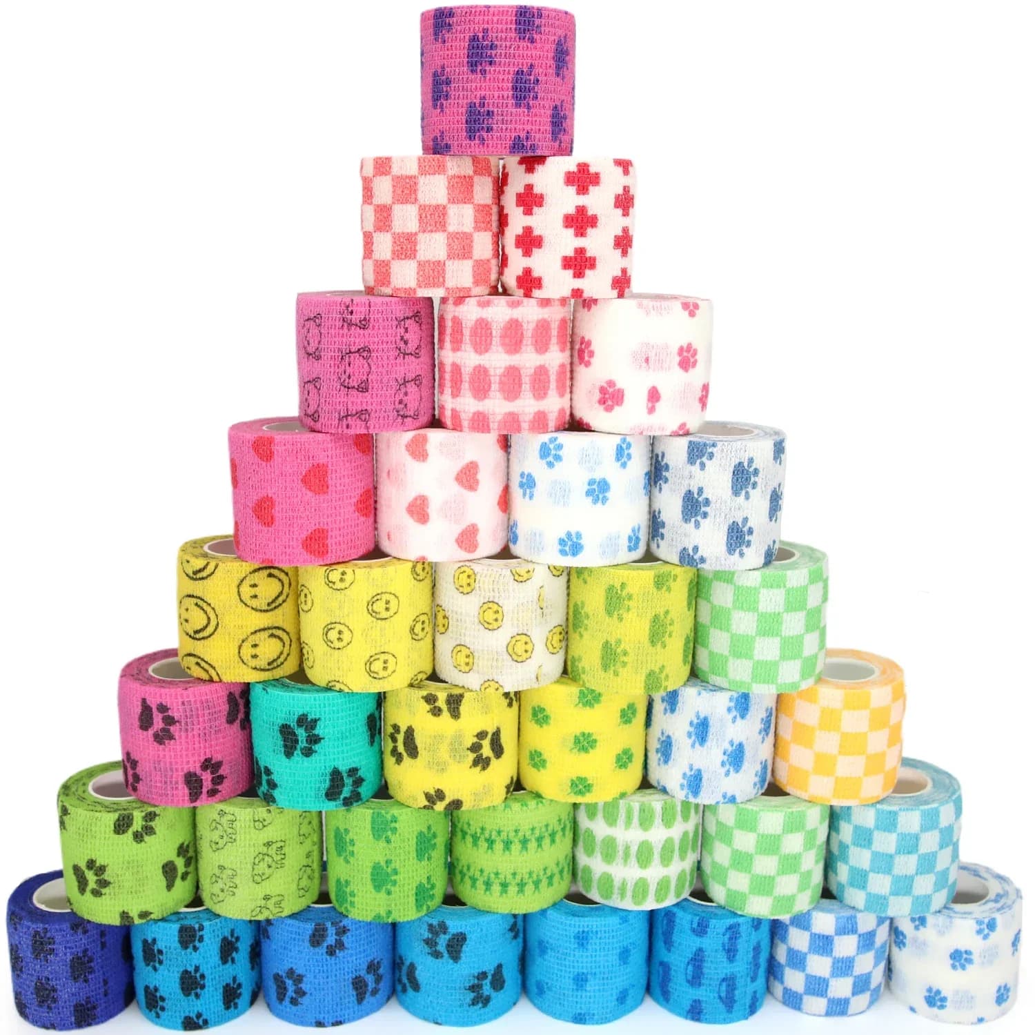 24 rouleaux de pansement élastique, bande cohésive auto-adhésive, enveloppe vétérinaire pour chien, chat, cheval, animaux de compagnie, entorses
