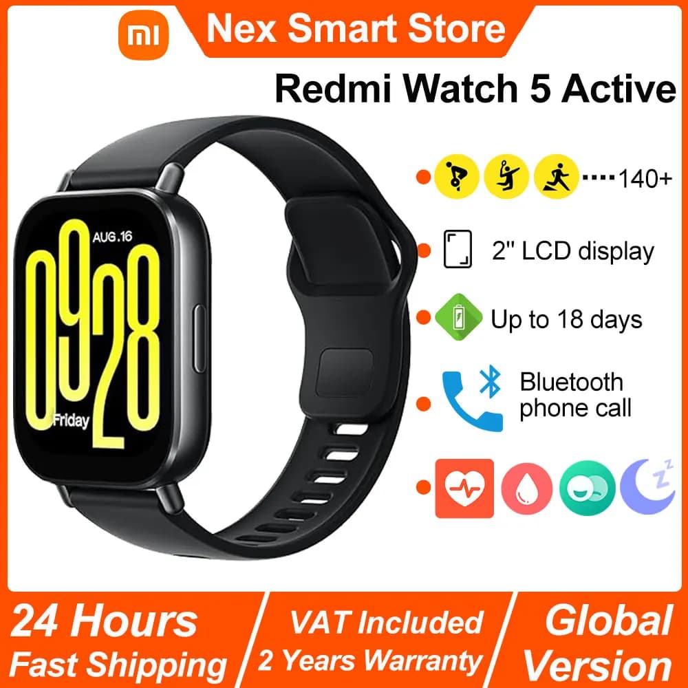 Xiaomi Redmi Watch 5 montre intelligente active, appel Bluetooth, écran LCD 2 ", surveillance de la fréquence cardiaque et de l'oxygène dans le