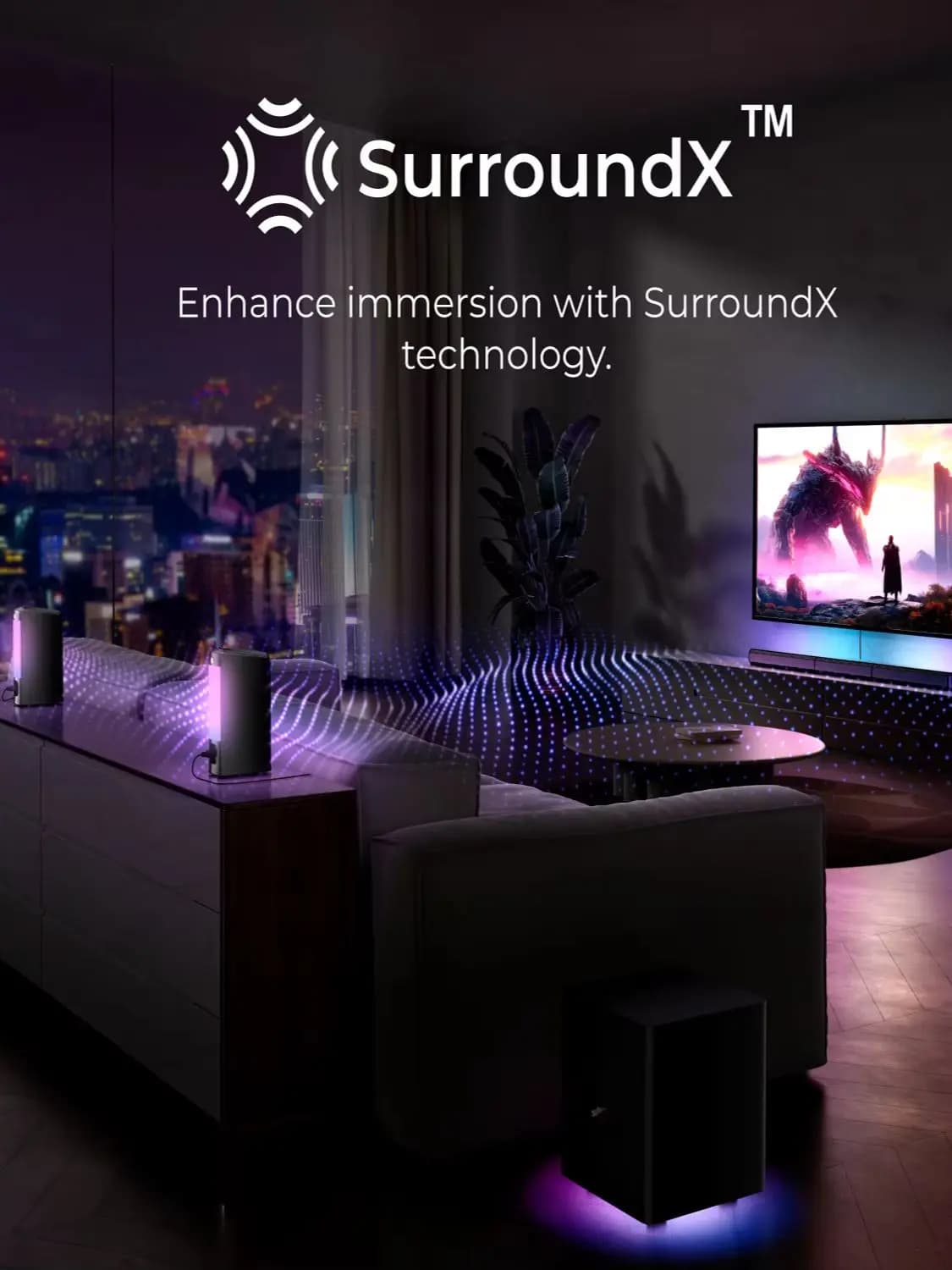 Barre de son surround ULTIMEA 7.1 avec 2 enceintes surround et caisson de basses de 6,5 pouces, système audio surround pour téléviseur avec RGB,