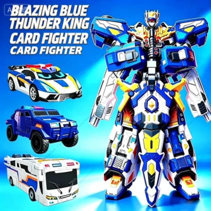Gao Xuan Card Fighter 2 Dazzling Blue Thunder King Robot de Transformation Intégrée Saison 2 Jouet Mecha King