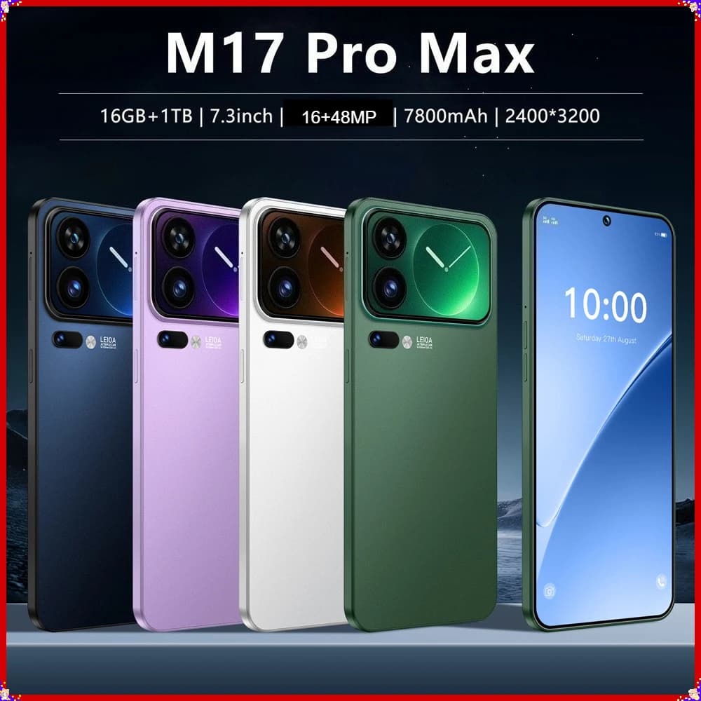 Nouveaux téléphones mobiles intelligents 7.3HD Smartphone 5G pour 17 Pro Max 22G+2TB Téléphone portable pas cher Android débloqué 7800mAh Double