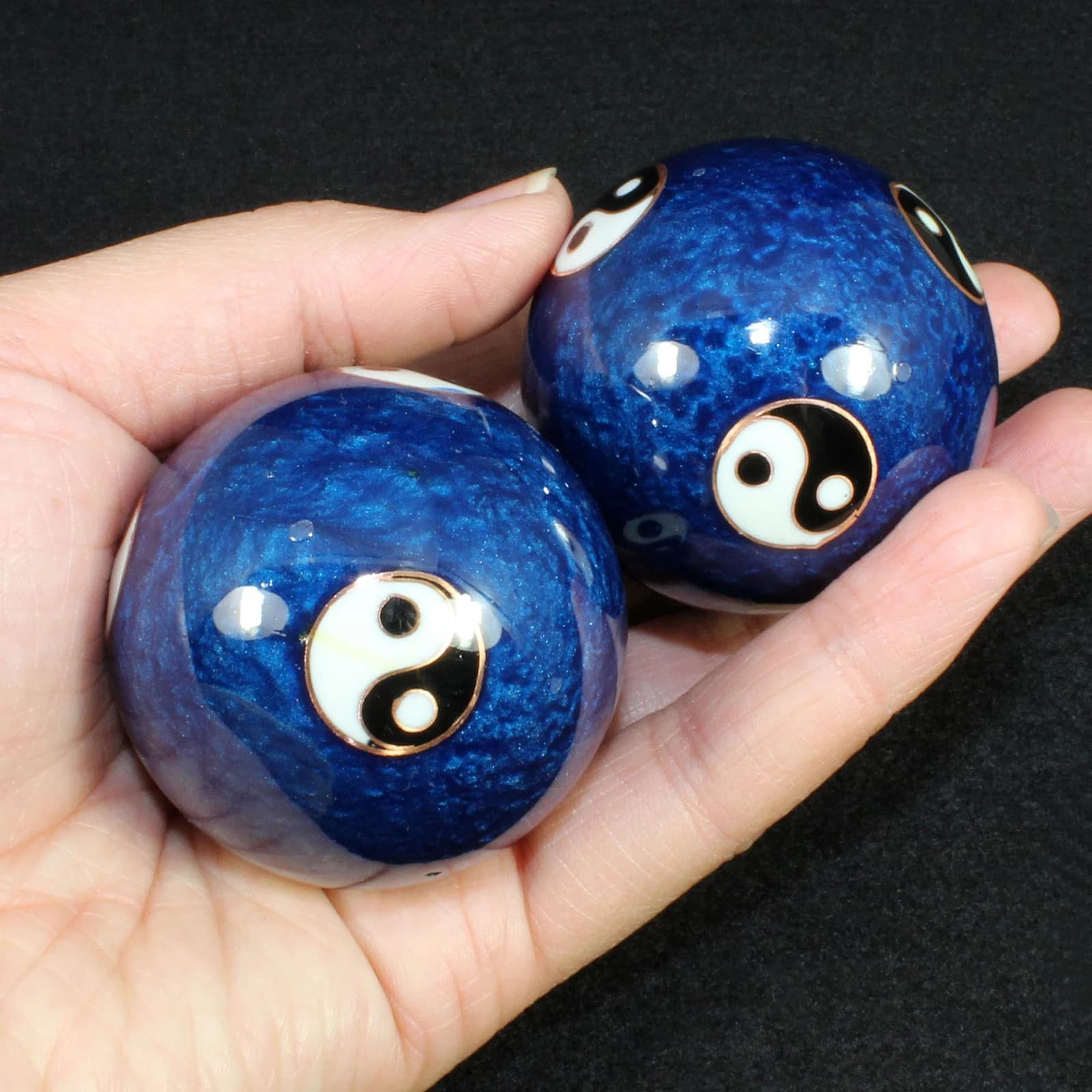 Boules à main cloisonné en filigrane émail basse température main Spinner cloche son Massage Fitness balles d'exercice pour la Relaxation